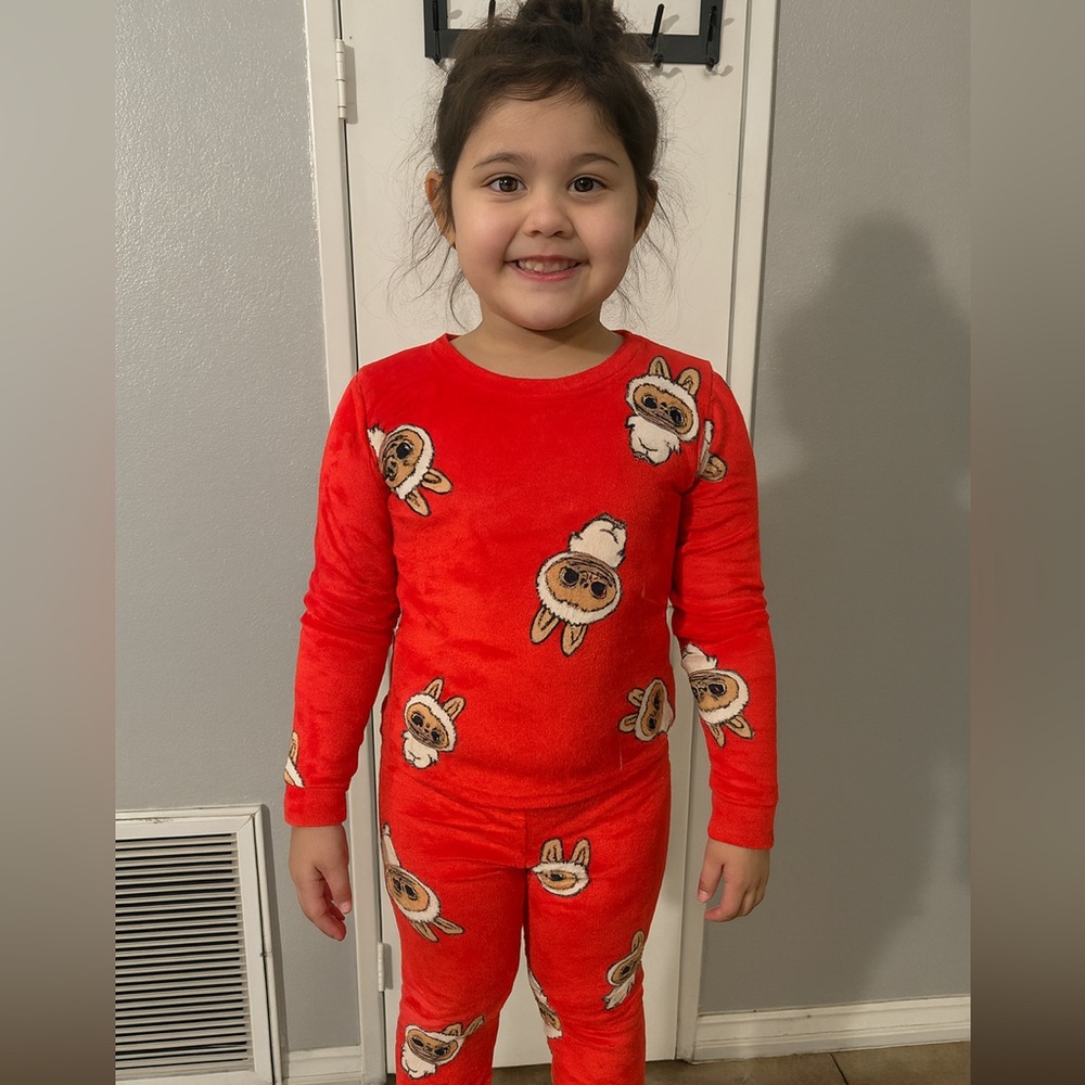 Labubu print Red Kids Pajamas with